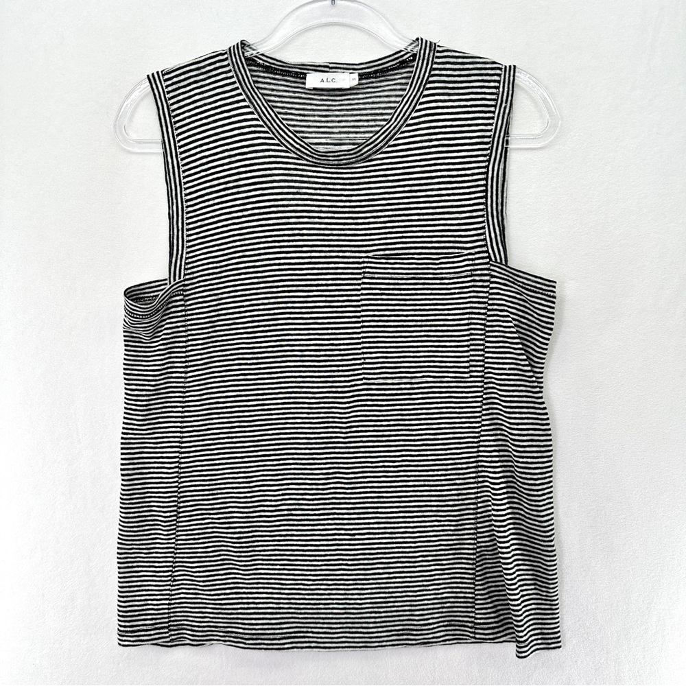 A.L.C. Linen Striped Pocket Sleeveless Tank Top  sz XS